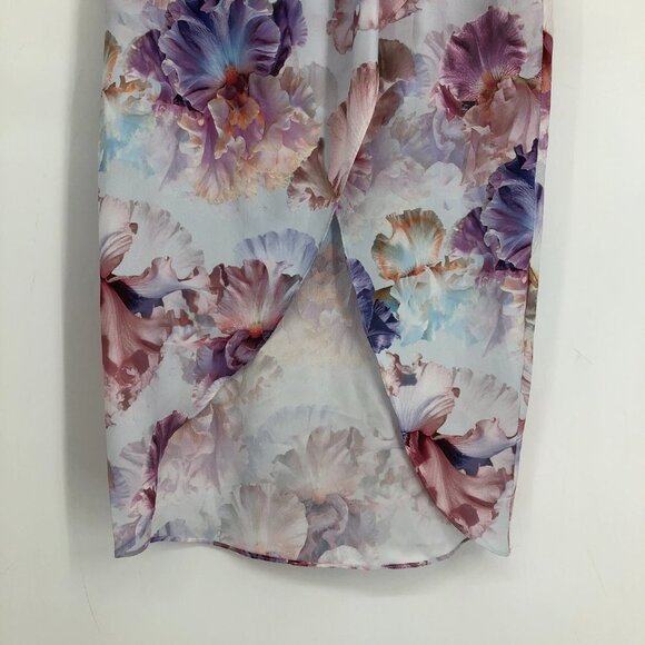 Ever New  Spring-Toned Multicolor Floral Lizzie drape thigh split midi skirt 2 - Picture 5 of 13